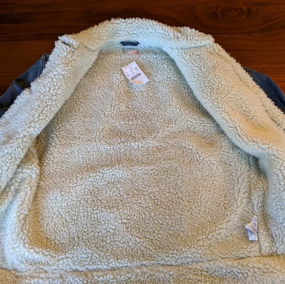 J. Crew Blue Jean Jacket with White Sherpa Collar - Picture 4 of 4